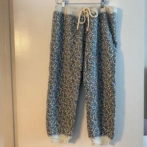 The Great The Cropped Sweatpant Blue Floral Print Size 2